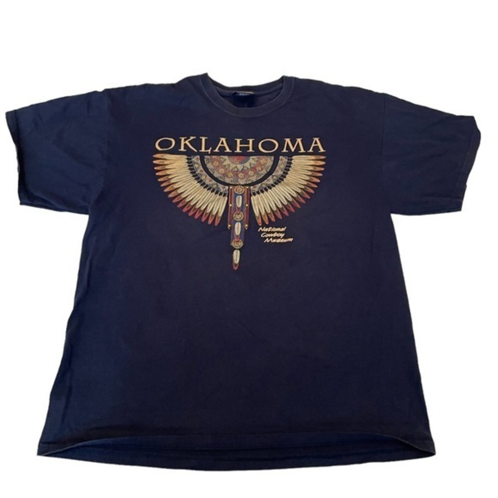 Vintage Sportex Oklahoma National Cowboy Museum T-Shirt Navy Blue XL Made in USA